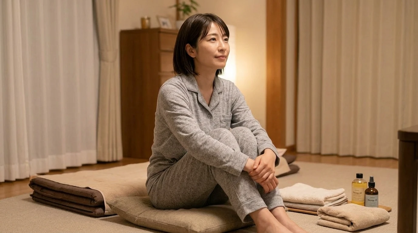 着替え完了後のリラックスした姿